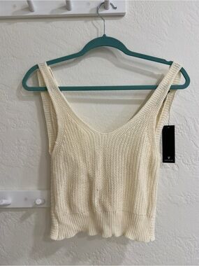 Lulus | Cream Knit Tank Top - with Unique Back Design | Size: Xsmall | New